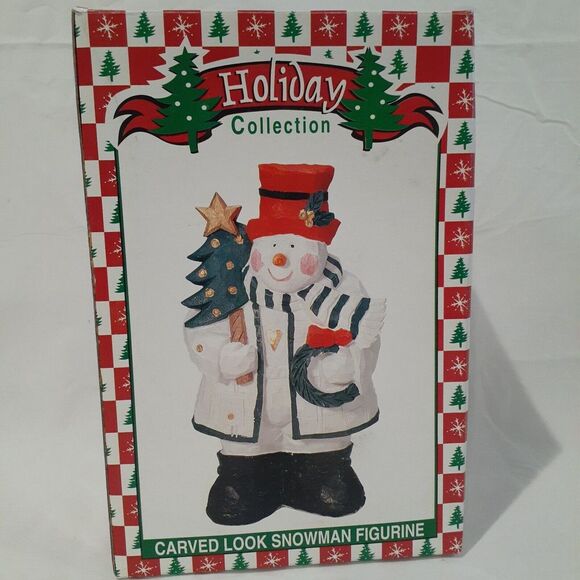 Holiday Collection 10 Inch Snowman Figurine Carved Look in Box‎ Winter - Picture 8 of 9